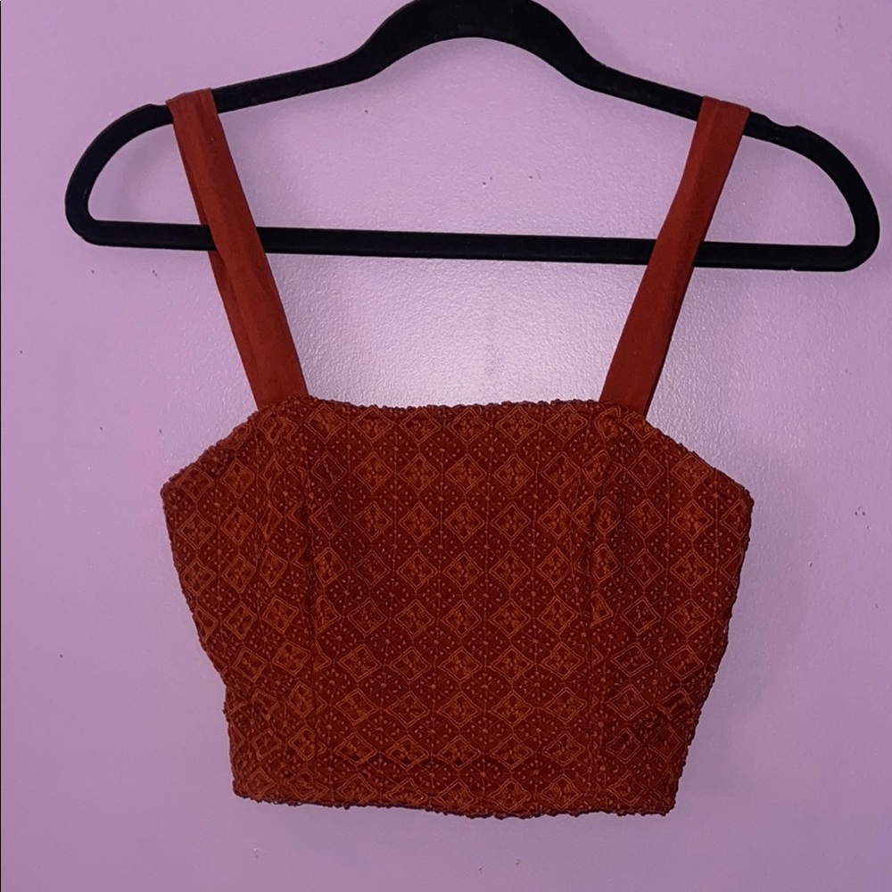 Spoiled Brown Smocked Crop Tank Top